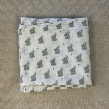 Aden Anais Gray White Elephants Baby Swaddle Blanket Muslin Blue Stars