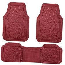 Heavy Duty Rubber Car Floor Mats, Waterproof Universal Trim-to Burgundy Red