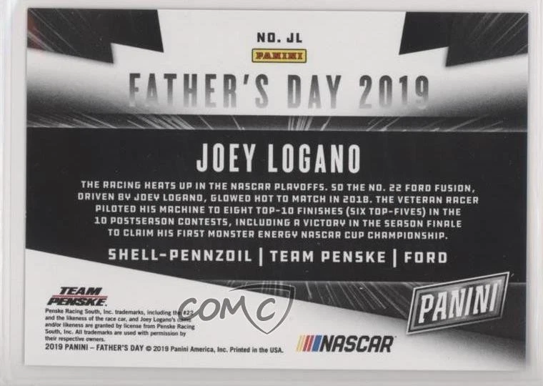 2019 Panini Father's Day Panini Collection Holofoil /50 Joey Logano #JL - Image 2 of 2