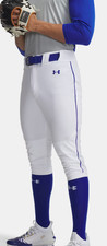 Under Armour Baseball Utility Pro White, Royal Piped Knicker Pants Size: Mens L