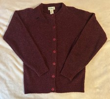 Vintage L.L Bean Womens Cardigan Sweater Burgundy Wool Blend Size S