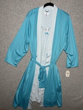 New Secret Treasures XL Lingerie Nightgown Robe Set Blue White Knee Length