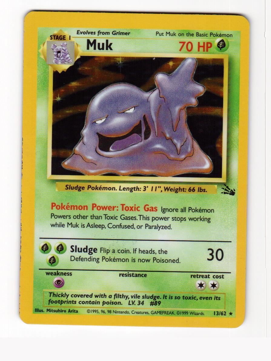 Muk 13/62 Rare Fossil Pokemon Unlimited Holo Lightly Played