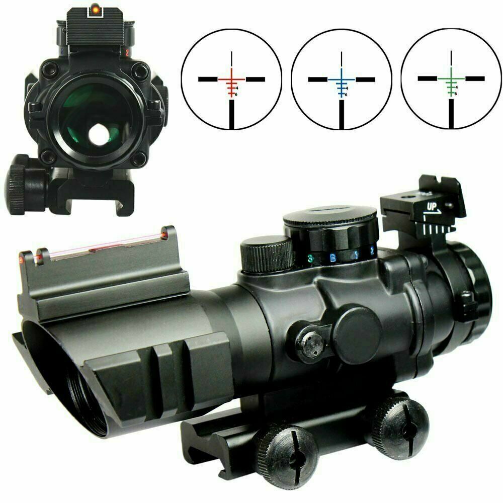 POLICE INVESTIGATOR ビッグベイト 2色セット Tri-illuminated 4X32 RGB Prismatic BDC Recticle Rifle Scope &Fiber