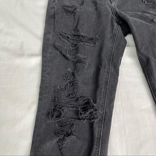 American Eagle Black Distressed Mom Jeans - Size 0 Regular - Picture 2 of 12