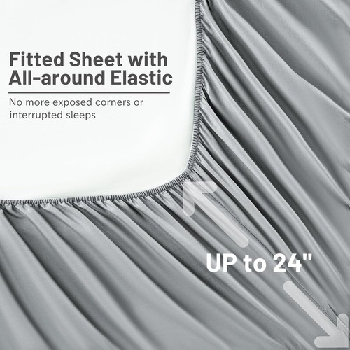 Luxury 800 Thread Count Extra Deep Pocket King Size Sheets in Silver Grey - Picture 8 of 9