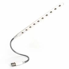 USB LED LIGHT / 10-LED's / FLEXIBLE LAMP / READING LIGHT color ( SILVER ) 