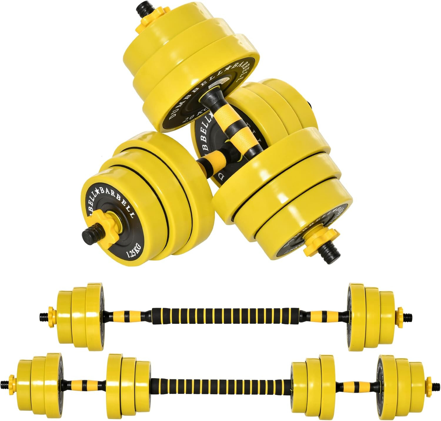 HOMCOM 20KG Barbell & Dumbbell Set Fitness Exercise Home Gym Adjustable Set