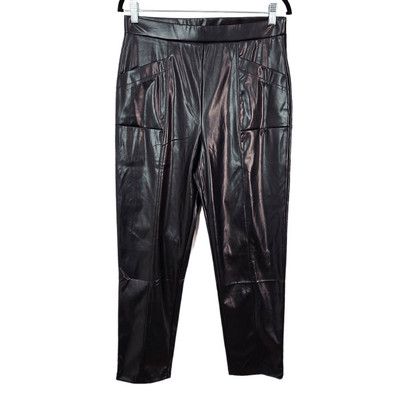 Halston Black Faux Leather Pants NWT Size Medium Black Vegan Leather Pants