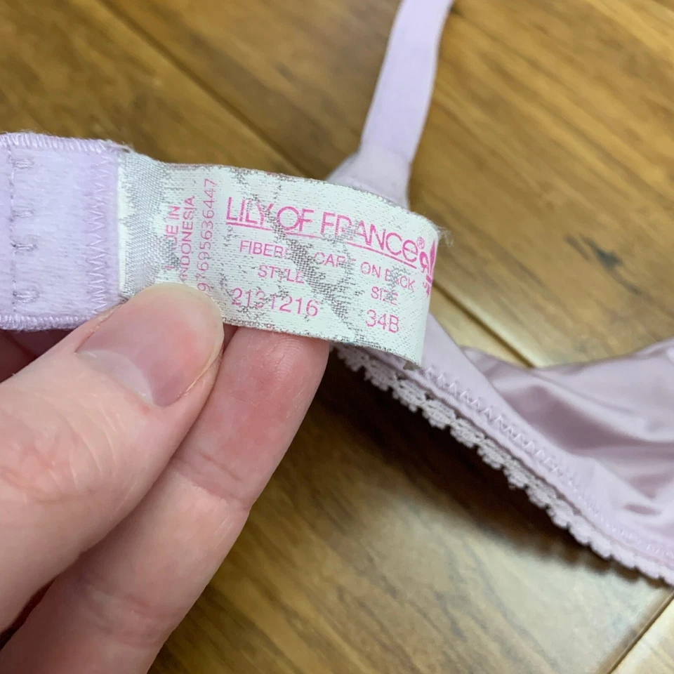 Sutiã feminino Lily of France camiseta tamanho 34B roxo acolchoado com aro - Imagem 4 de 4