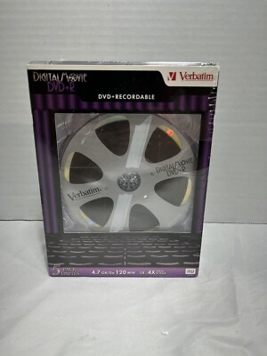 Verbatrim 5PK DVD+R Digital Movie 4.7GB 120 Minutes 4X w/ Super Jewel Box Case 