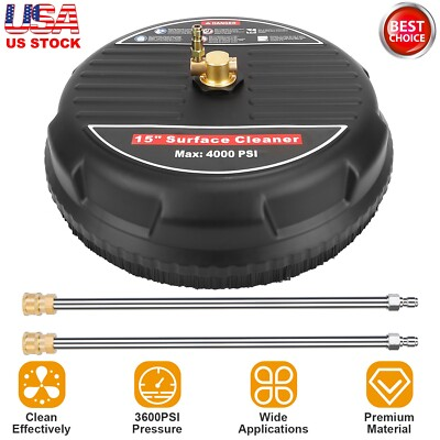 #ad 15quot; Pressure Washer Surface Cleaner with 2 Extension Wand Quick Connect 3600PSI $55.99