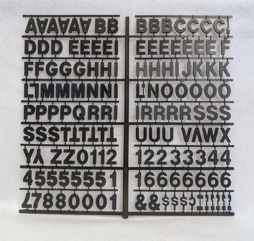 Push Letters Black Plastic 3/4