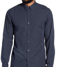 THEORY IRVING PA Navy Eclipse Multi Connel Print long sleeves XL Men's shirt R1