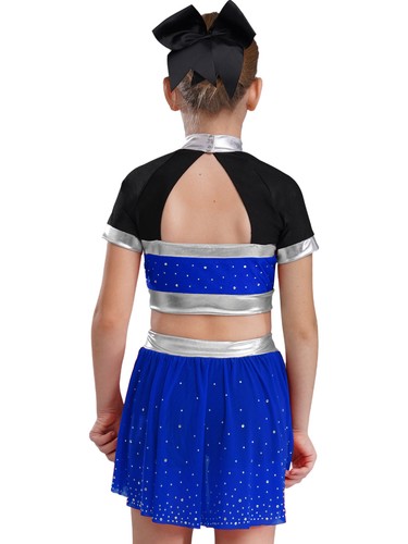 Girls Uniform Cheer Leader Outfit Sports Set Competition Tops Cheerleading Mini - Picture 25 of 47