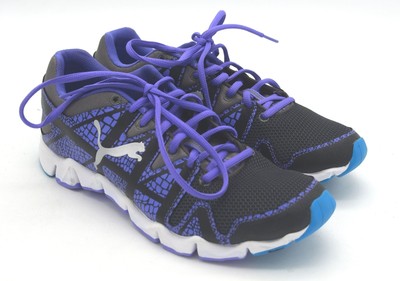 puma black and purple shoes