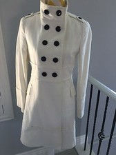 Mng Mango Women's Ivory Coat Jacket Double Breasted Size M
