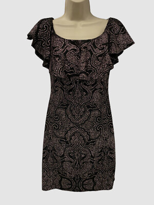 $110 Morgan & Co. Women Juniors' Black Off-Shoulder Glitter Paisley Dress Size 5