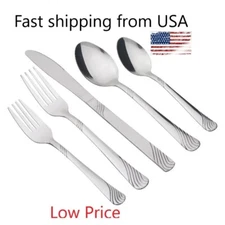 49 Pcs Silverware Set for 8 Stainless Steel Flatware Cutlery Utensil Kitchen