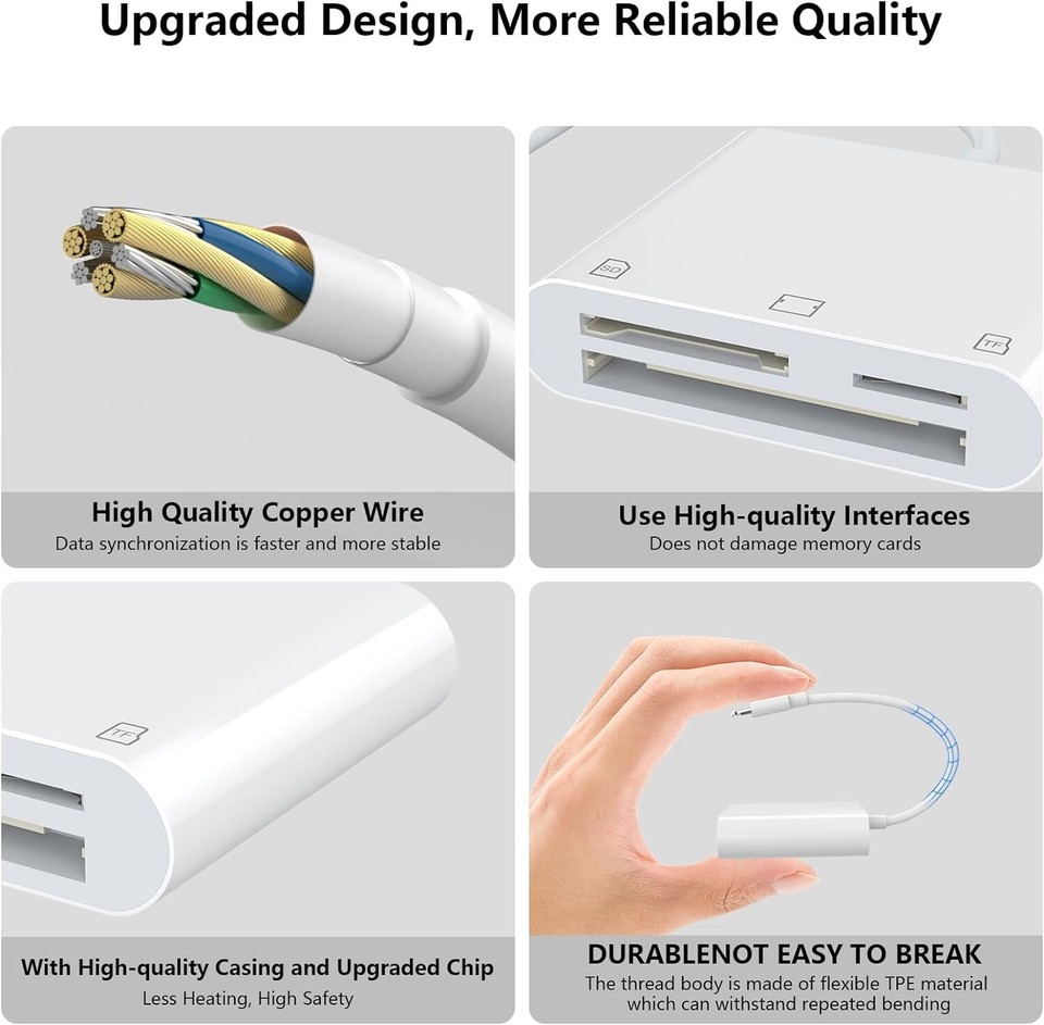 Kartenleser 3in1 kompatibel mit iPhone/iPad SD CF TF