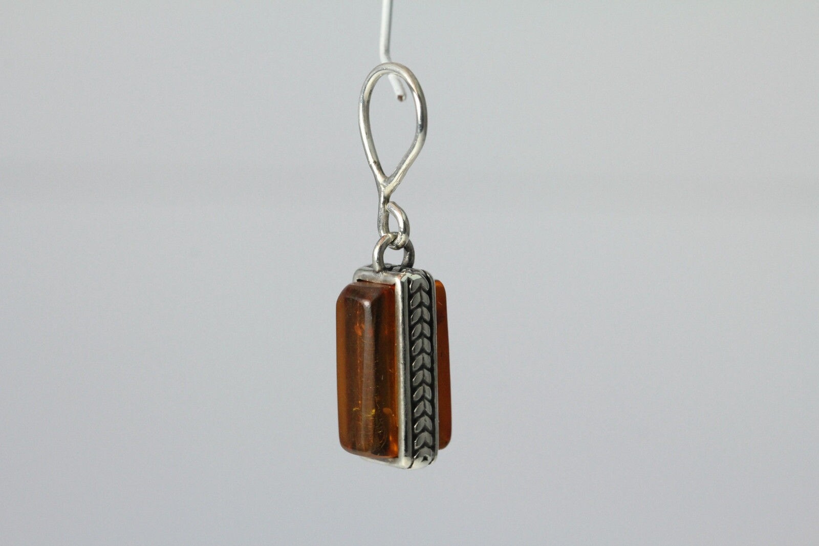 925 Sterling Silver Rectangular Amber Stone Bezel… - image 8