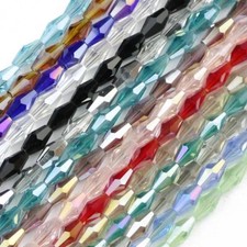 Long Bicone Faceted Bead Crystal Glass Loose Beads Jewelry Making 4 8mm 100Pcs