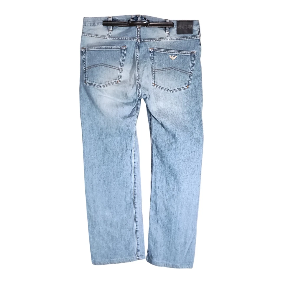 Pantalones de mezclilla Armani Jeans 32 para hombre azules J21 regulares rectos algodón bolsillos medianos mosca Foto 3 de 4
