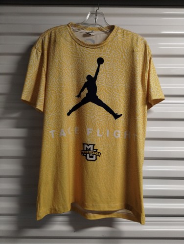 Nike Jordan Elephant Print Marquette Gold Eagles Jumpman T-Shirt Trikot Herren L