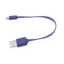 MicroUSB Short USB Cable Purple Charger Cord Power Wire Flat Fast for Tablets