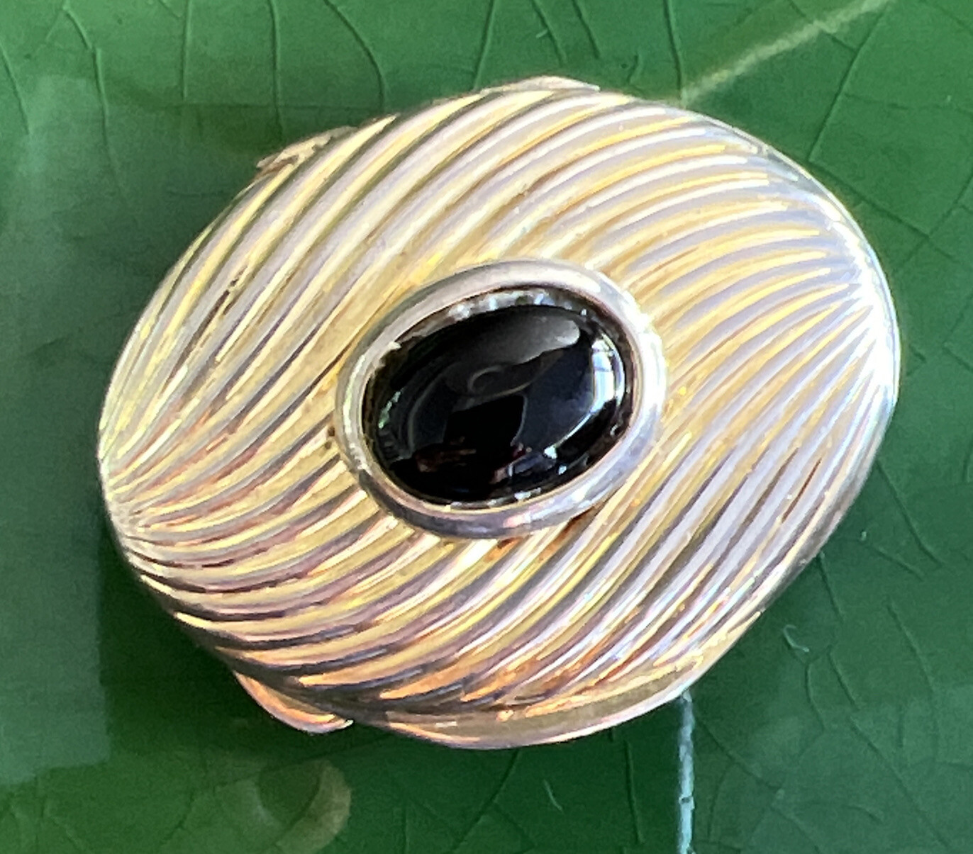 Vintage JUDITH LEIBER Pill Box Oval Gold Tone with Black Stone eBay