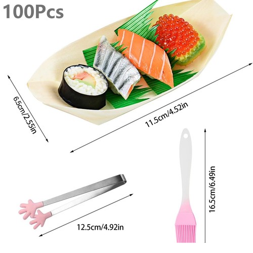 100Pcs Pine Boat Eco Friendly Bamboo Canape Serving Party Plate Catering Bowl - Picture 3 of 9