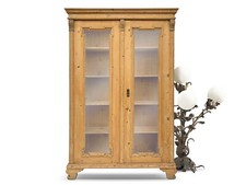 Antiker Bauernschrank Massivholz Weichholz Möbel, Vitrinenschrank um 1880