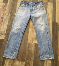 Levi's 501 Selvedge Redline Blue Jeans Actual Fit is W32 L30 Stains