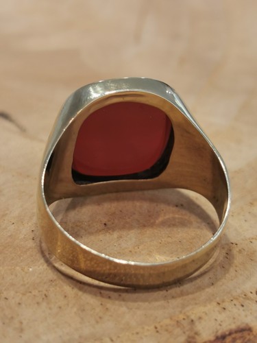 Signet Ring with Carnelian 585 Gold 14 Karat in Size 62 6.1 Grams - Picture 7 of 7