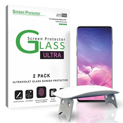 Samsung Galaxy S10 amFilm Tempered Glass Screen Protector (UV Install - 2 Pack)