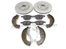 Set 2 dischi e pastiglie freno anteriori ventilati e scarpe posteriori per Ford Ecosport 2013-2017