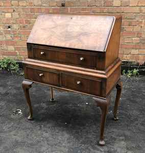 Antique 1950 S Unique Walnut Ladies Writing Bureau Ebay