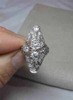 Art Deco Diamant Platin Verlobungsring Ehering ca. 1,25 c Belle Epoque