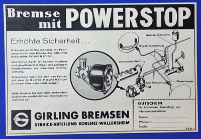 1st Girling Brems Koblenz Wallersheim Advertising Advertising 1963