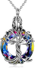 Cremation Jewelry Sterling Silver Tree of Life Urn Necklace for Ashes Keepsake