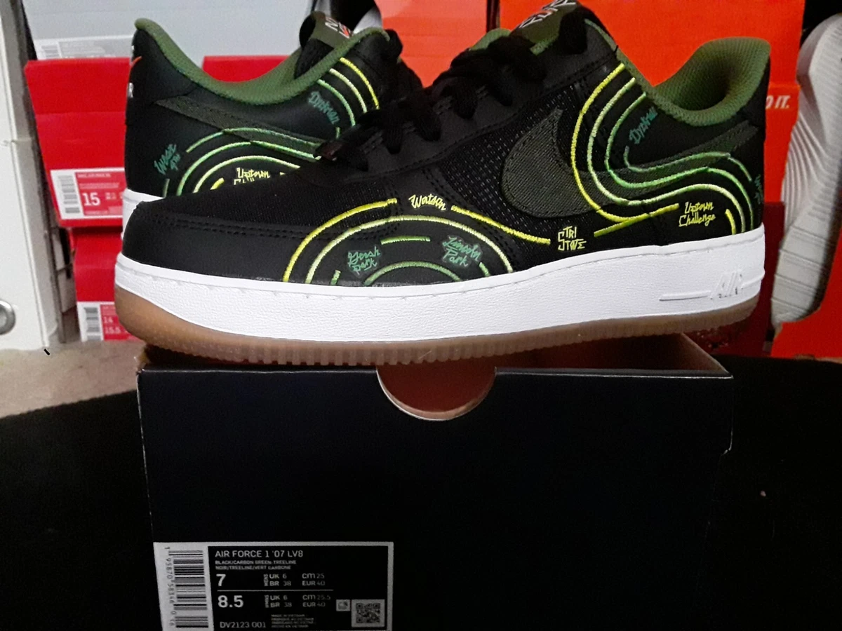 Nike Air Force 1 Low 07 LV8 NY vs NYC Black Carbon Green Treeline