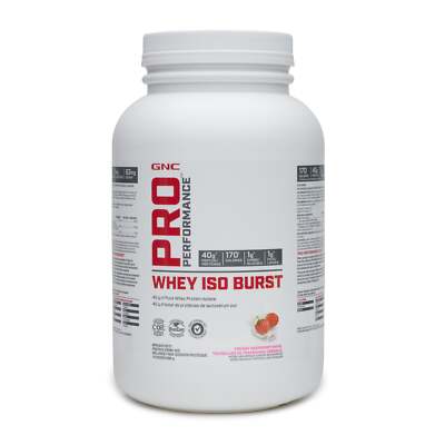 GNC Pro Performance Whey Iso Burst 19 Servings Creamy Raspberry Swirl 908g NEW