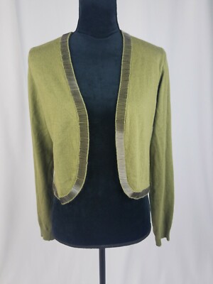 Soft Surroundings S Sage green beaded shrug wool blend cardigan