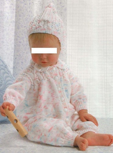 Strickanleitung Kopie 2254.   Baby All in One Anzug & Kapuze.  16-20" Brustumfang.  4ply