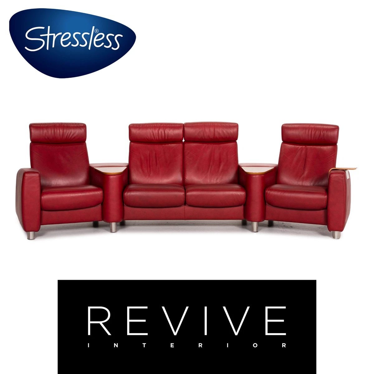 Stressless Arion Leather Sofa Red Viersitzer Home Theater