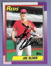 1990 Topps Joe Oliver Cincinnati Reds Autographed card