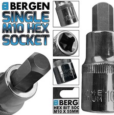 BERGEN Hex Socket H10mm 1/2" Drive 55mm 10mm Hex Key Single Socket Allen Key