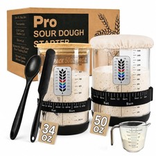 2 Pack Pro Sourdough Starter Jar Kit, 50oz 34oz Wide Mouth Large Glass Ja...