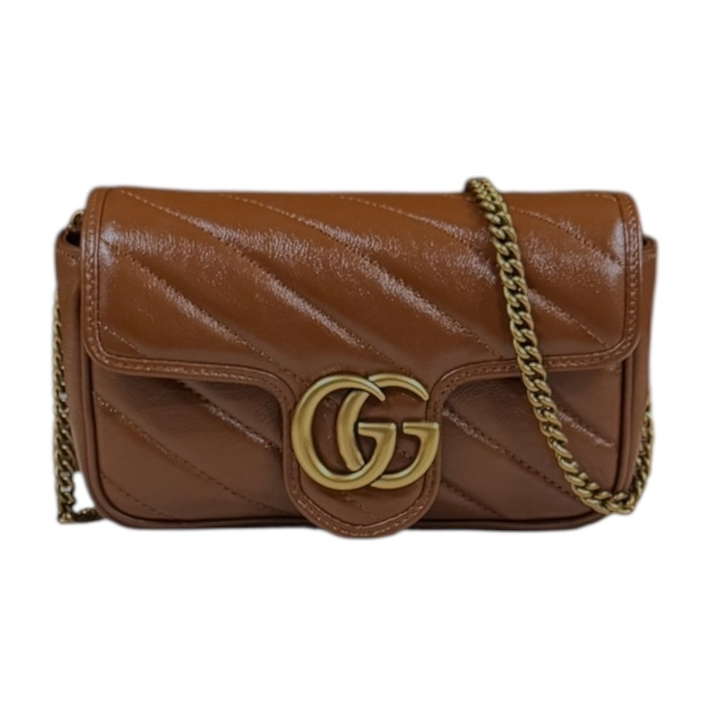 Gucci GG Marmont Leather Shoulder Bag in Brown 476433 Pre-Owned