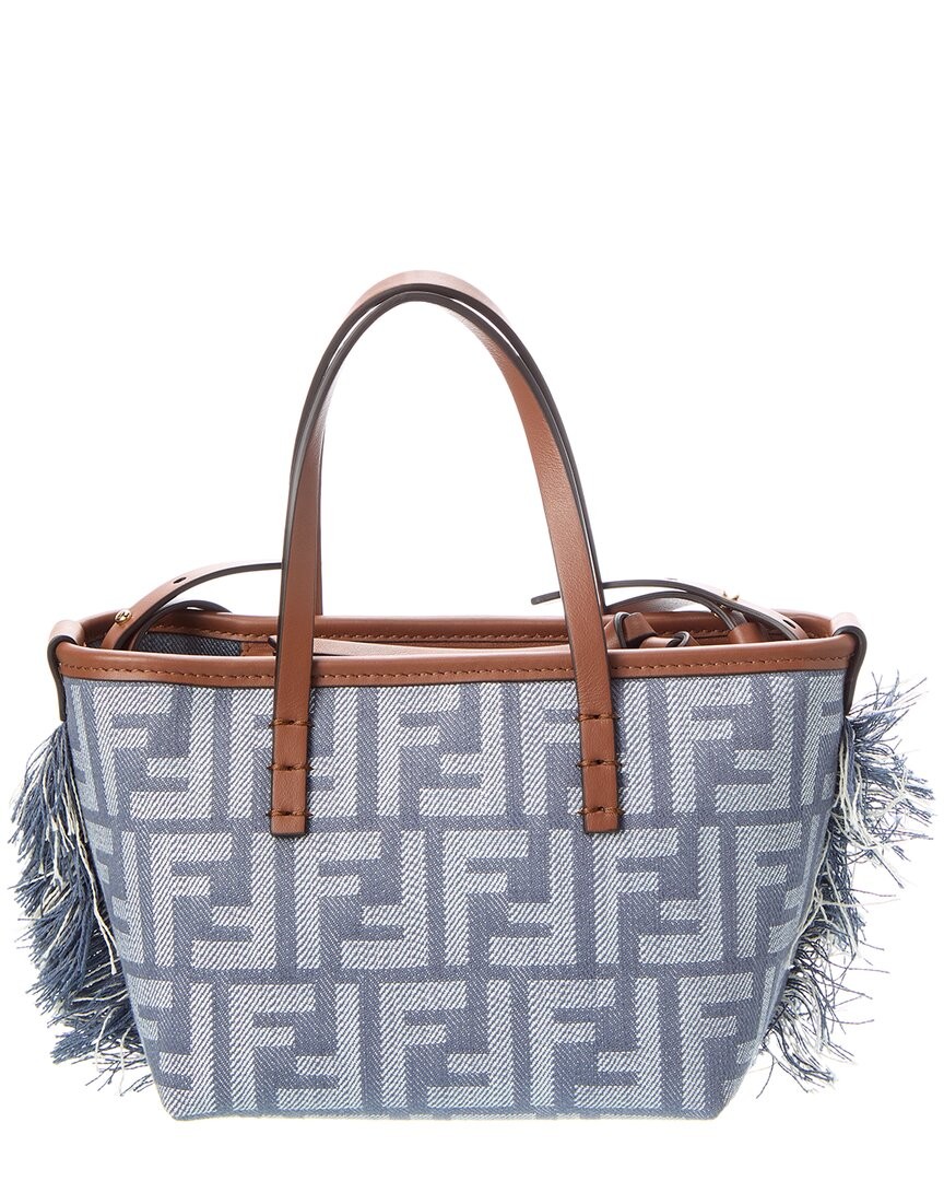 Fendi Roll Mini Ff Denim & Leather Tote Women's Blue thumbnail 2